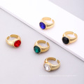 Shangjie OEM Anillo copper glass crystal coloured ring rerto color diamond fashion open ring enagement adjustable women ring